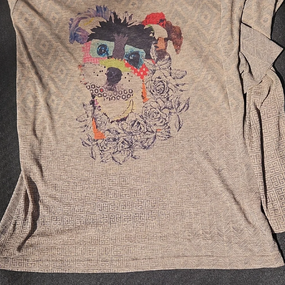 Alison Sheri Colorful Dog Print Long Sleeve Tee - Picture 6 of 6